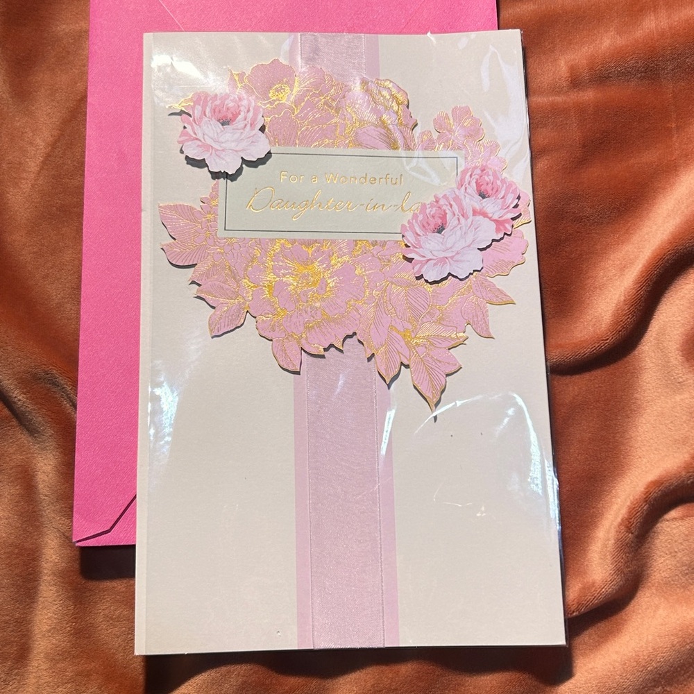 Beautiful Pink and Gold Daughter-in-Law Birthday Card